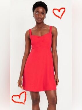Old Navy Red Midi Dress with Sweetheart Neckline